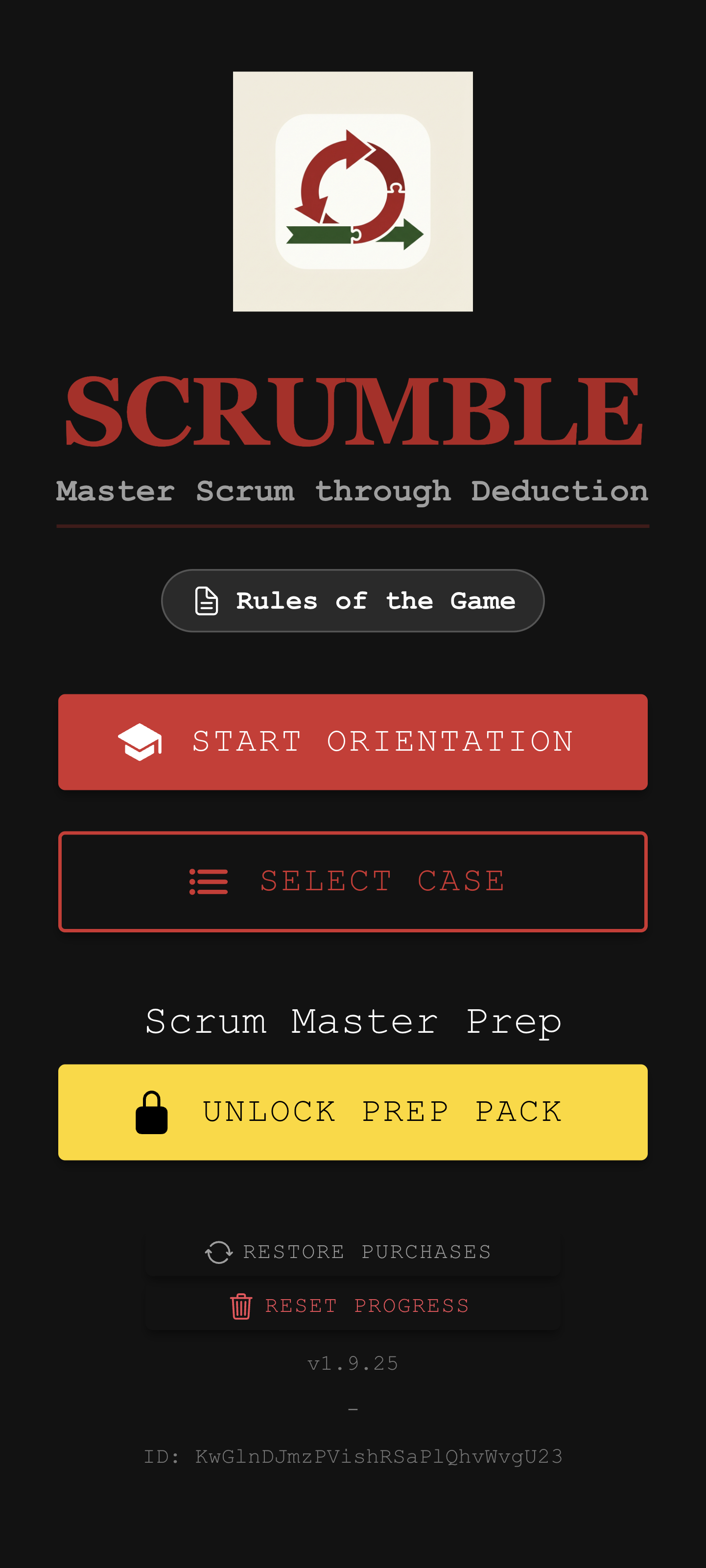 Game Interface - Dark Mode Main Menu